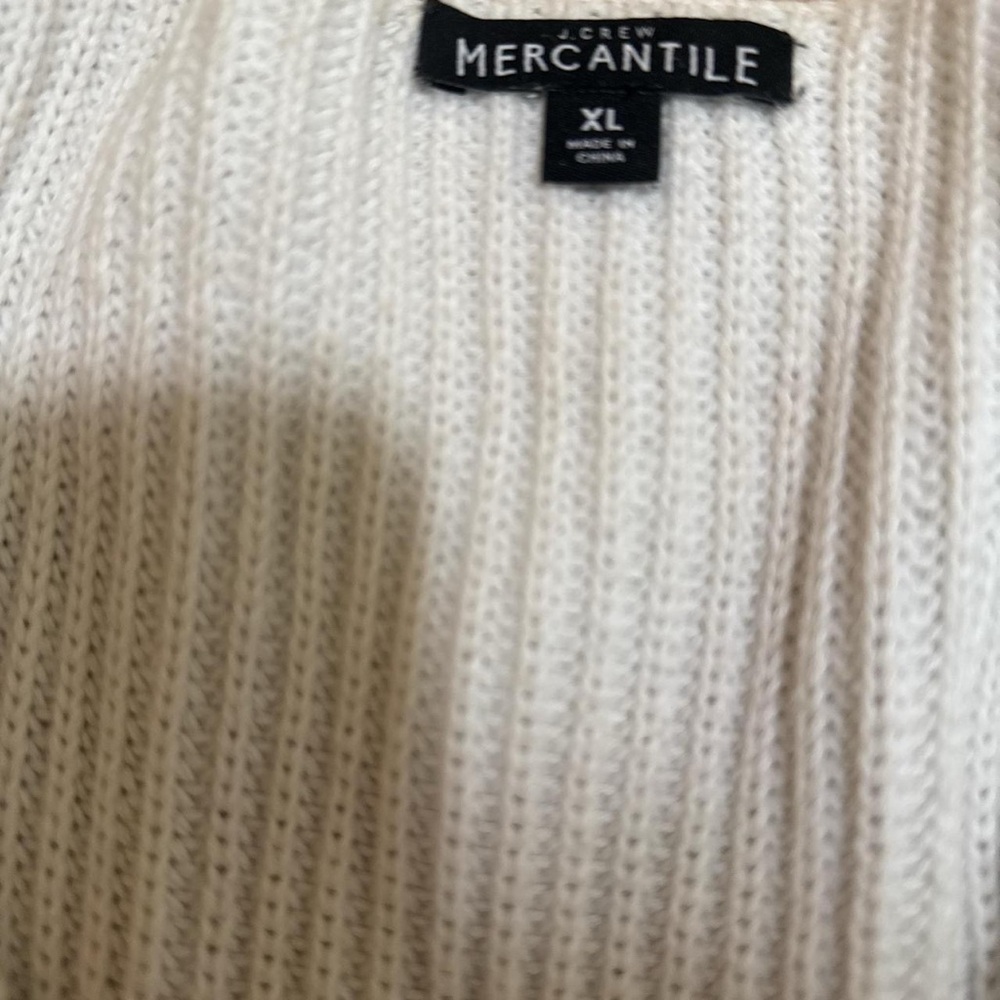 J. Crew Cream V-Neck Ribbed Sweater - Picture 2 of 3